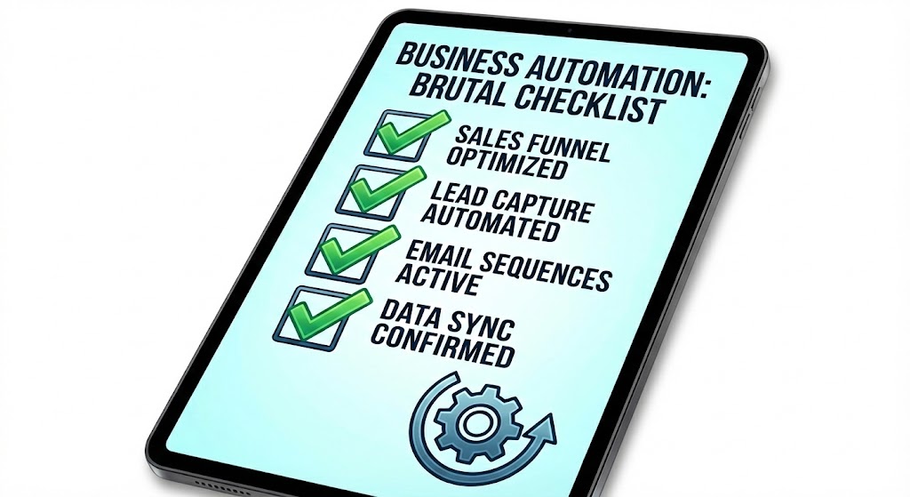 Checklist brutal de negocios en una laptop: lista de verificación paso a paso para auditar tu empresa.